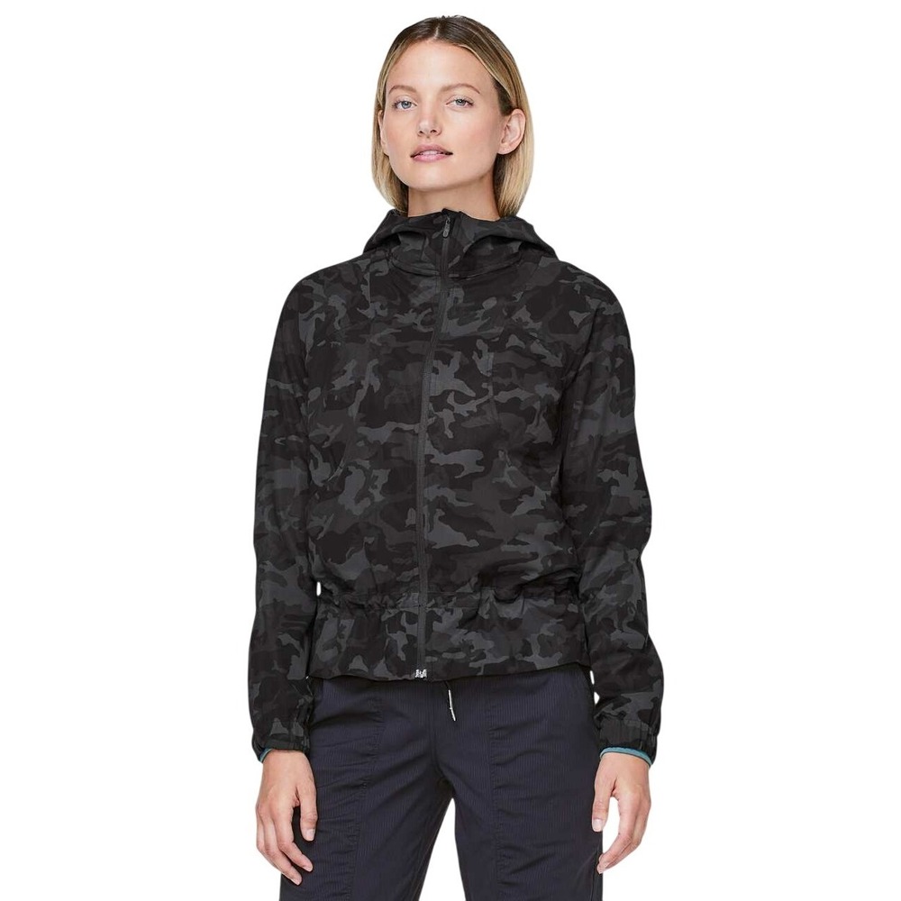 Lululemon Women's Pack It Up Jacket Incognito Camo Grey Packable Hooded 8